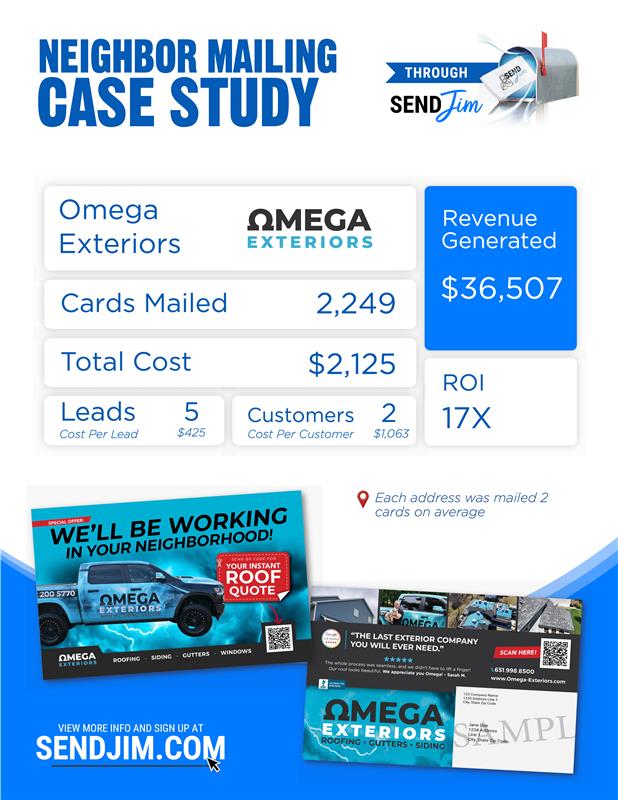 Neighbor Mailing Case Study - Omega Exteriors - Roofing